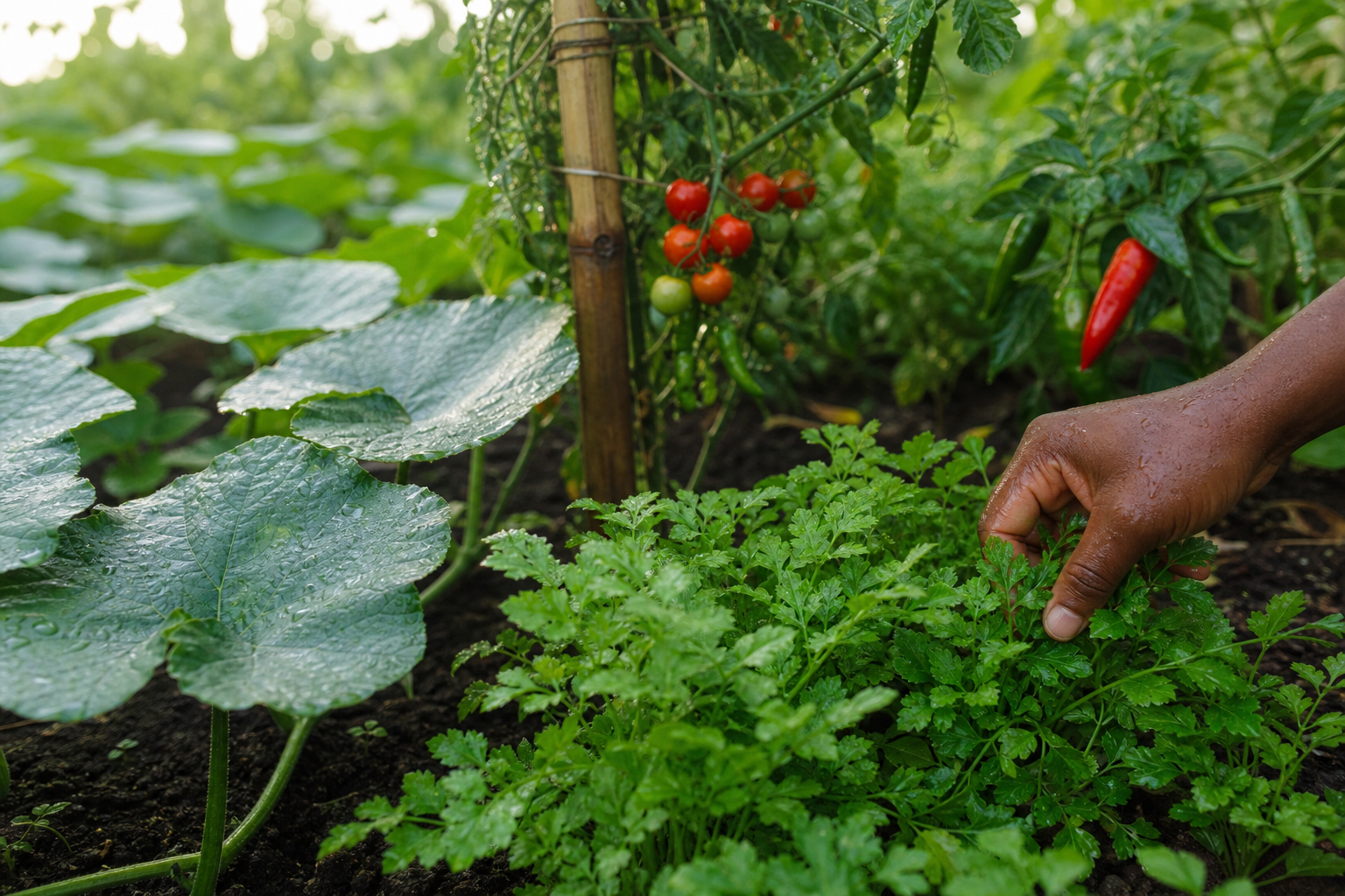 Founder's garden - fresh produce at Ukoni