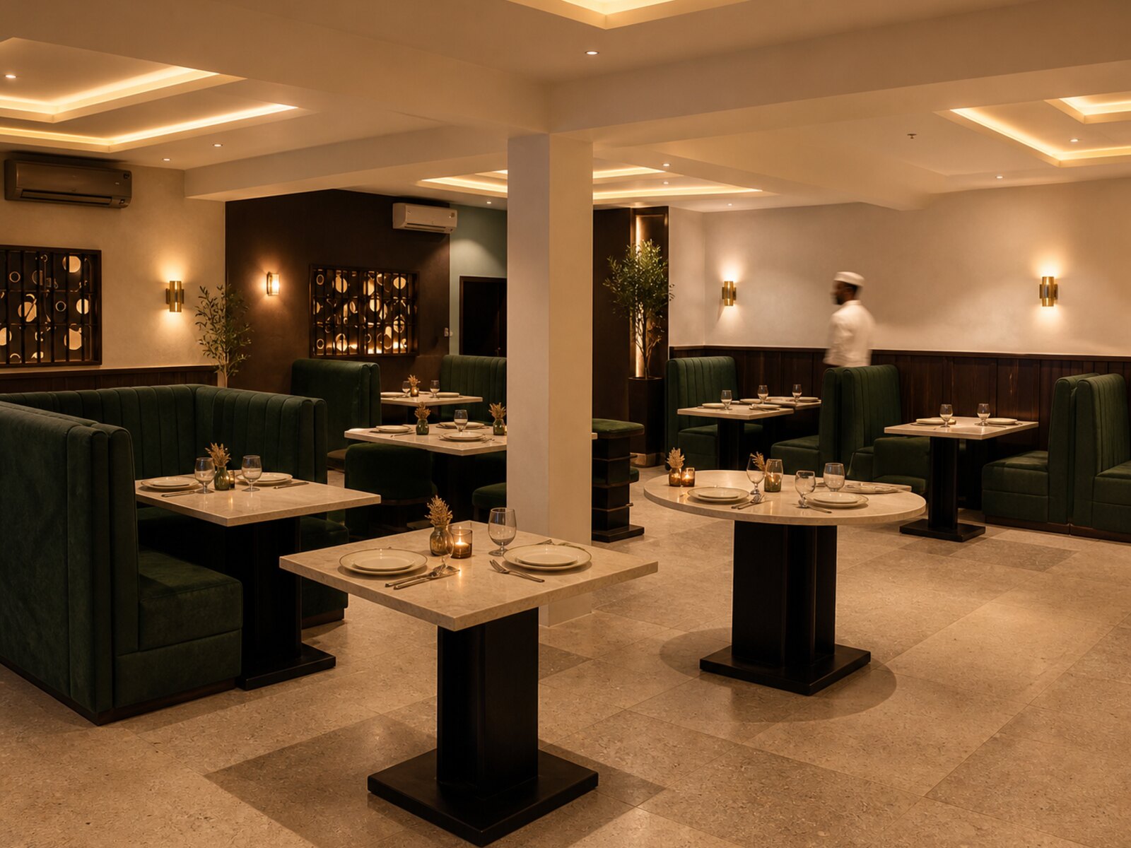 Restaurant interior seating area
